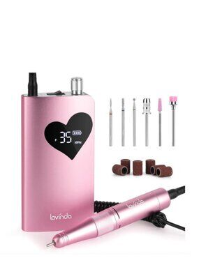 Lavinda Pink With Heart Shaped Screen Cordless Rechargeable Nail Drill E-File